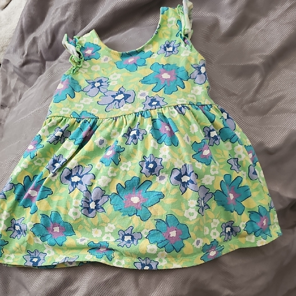 Kidgets Green and Blue Floral Kids Dress